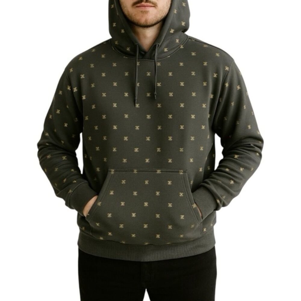 Drill Clothing Company Men’s Black Hoodie with Gold Bee Print | Size Small